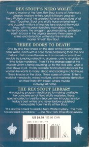 Three Doors To Death - A Nero Wolfe Mystery By Rex Stout - March 1995 - Rear Cover