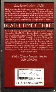 Death Times Three - 6th printing September 1988 Back Cover