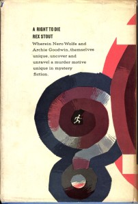 Rex Stout - A Right To Die Back Cover 1964 Book Club Edition